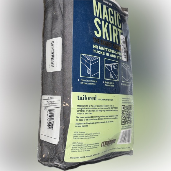 Tailored GREY Queen Sized Bed Skirt - Picture 3 of 4